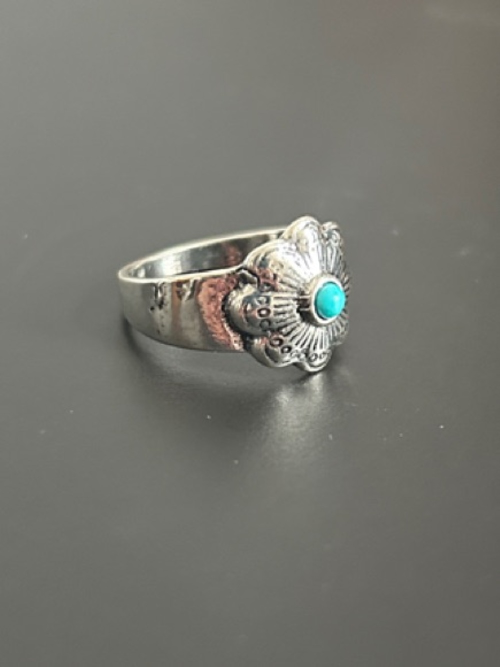 NWOT Silver and Turquoise Color Stackable Ring Set - Picture 3 of 5